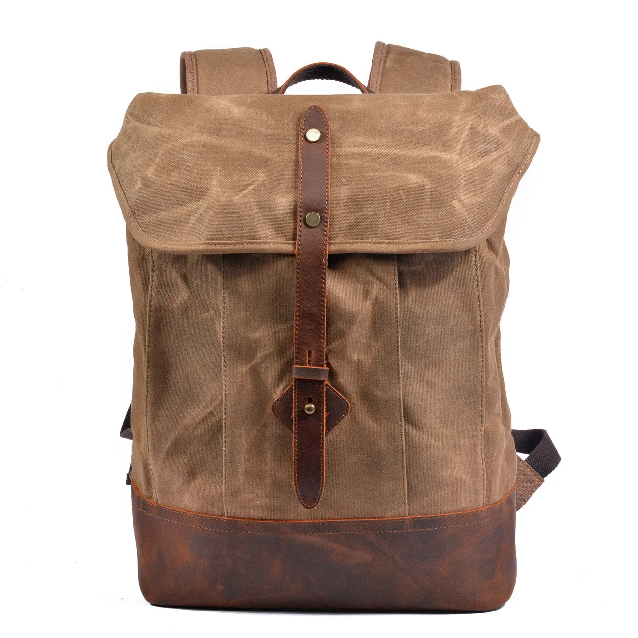 REALAIOT Men's anti-splashing backpack Hard wax canvas Computer bag College student anti-theft backpack Outdoor mountaineering bag