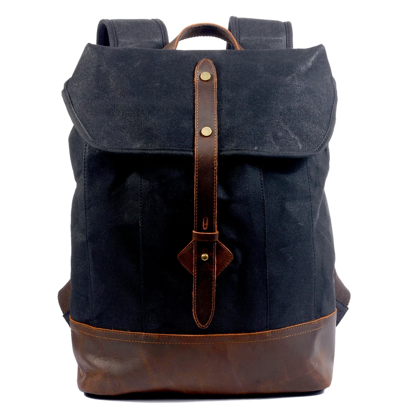 REALAIOT Men's anti-splashing backpack Hard wax canvas Computer bag College student anti-theft backpack Outdoor mountaineering bag