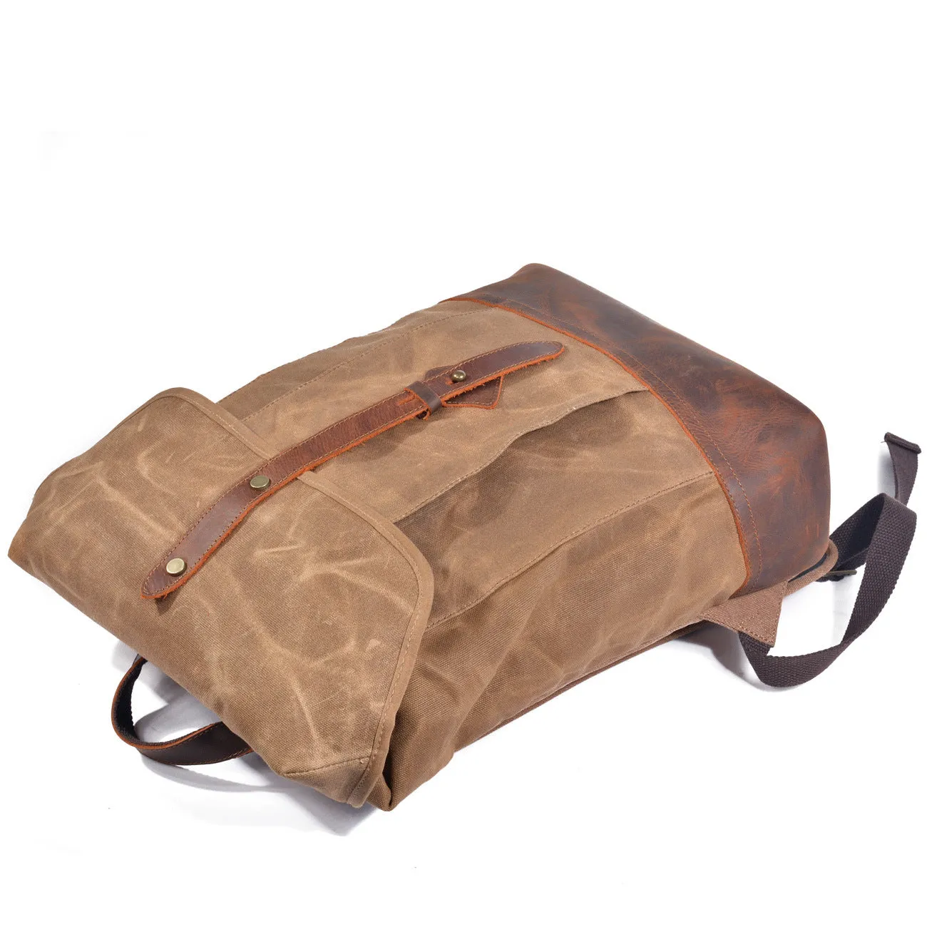 REALAIOT Men's anti-splashing backpack Hard wax canvas Computer bag College student anti-theft backpack Outdoor mountaineering bag