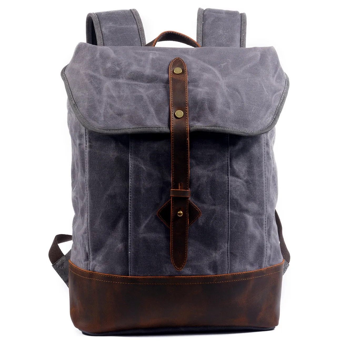 REALAIOT Men's anti-splashing backpack Hard wax canvas Computer bag College student anti-theft backpack Outdoor mountaineering bag
