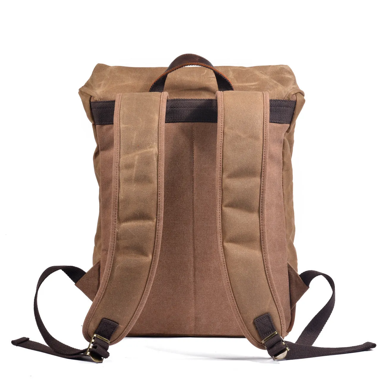REALAIOT Men's anti-splashing backpack Hard wax canvas Computer bag College student anti-theft backpack Outdoor mountaineering bag
