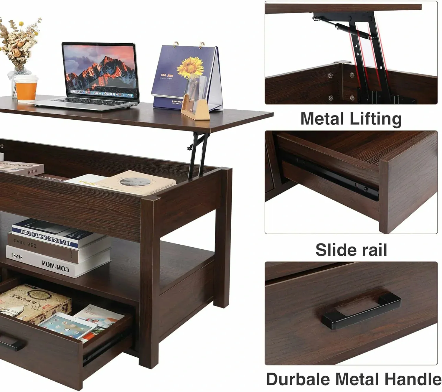 REDCAMP Lift Top Coffee Table with Storage