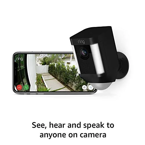 Ring Spotlight Cam Battery HD Security Camera with Built Two-Way Talk and a Siren Alarm, Black, Works with Alexa - 2-Pack