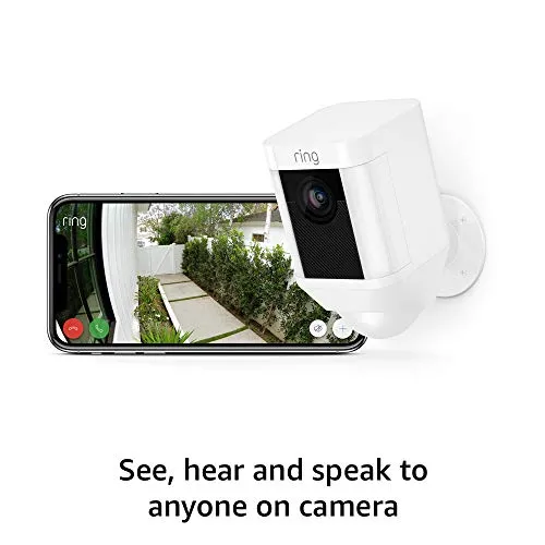 Ring Spotlight Cam Battery HD Security Camera with Built Two-Way Talk and a Siren Alarm, White, Works with Alexa - 2-Pack