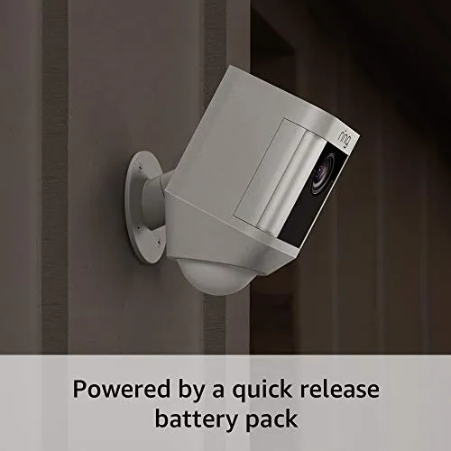 Ring Spotlight Cam Battery HD Security Camera with Built Two-Way Talk and a Siren Alarm, White, Works with Alexa - 2-Pack