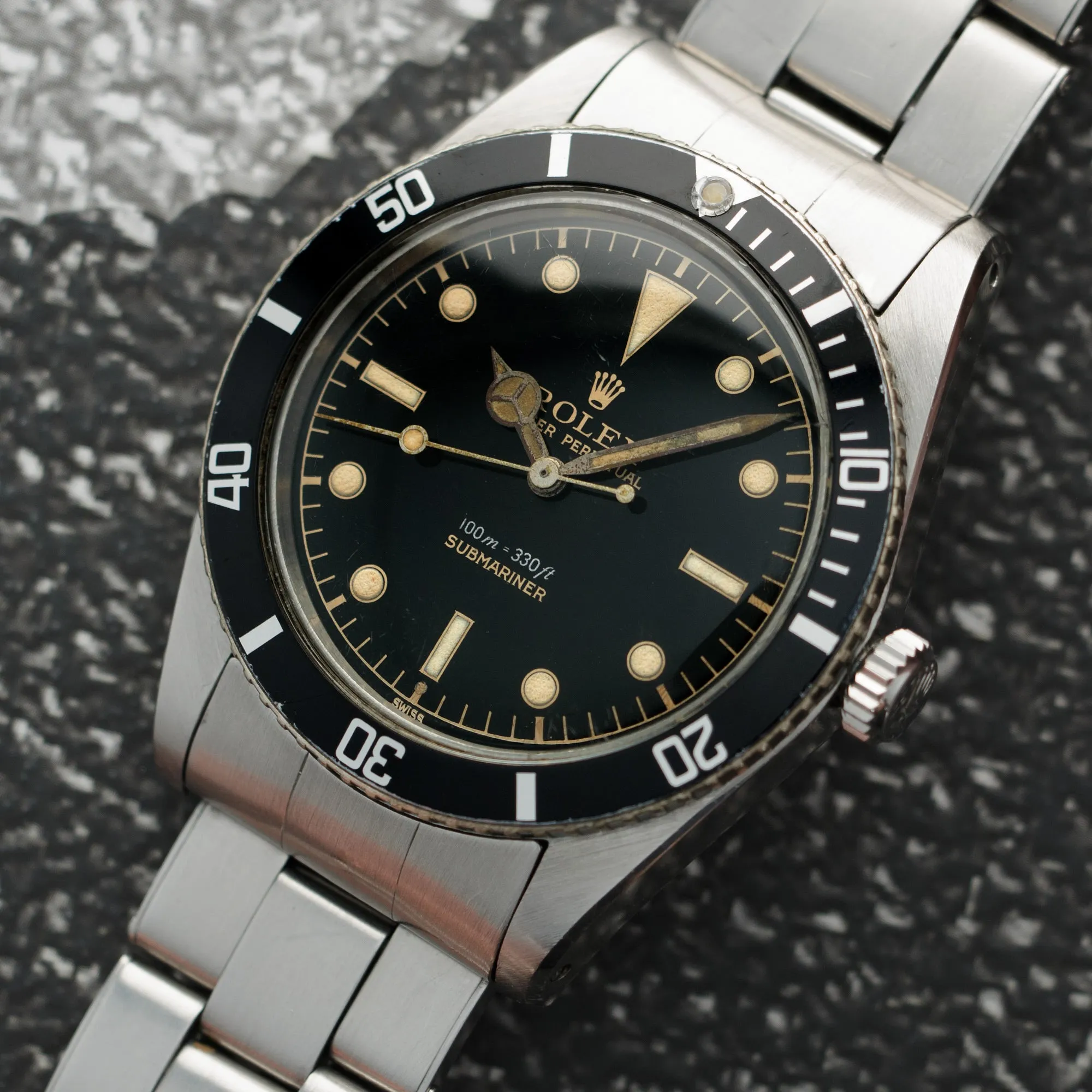 Rolex No Crown Guards Submariner Watch Ref. 5508 with Original Exclamation Point Dial