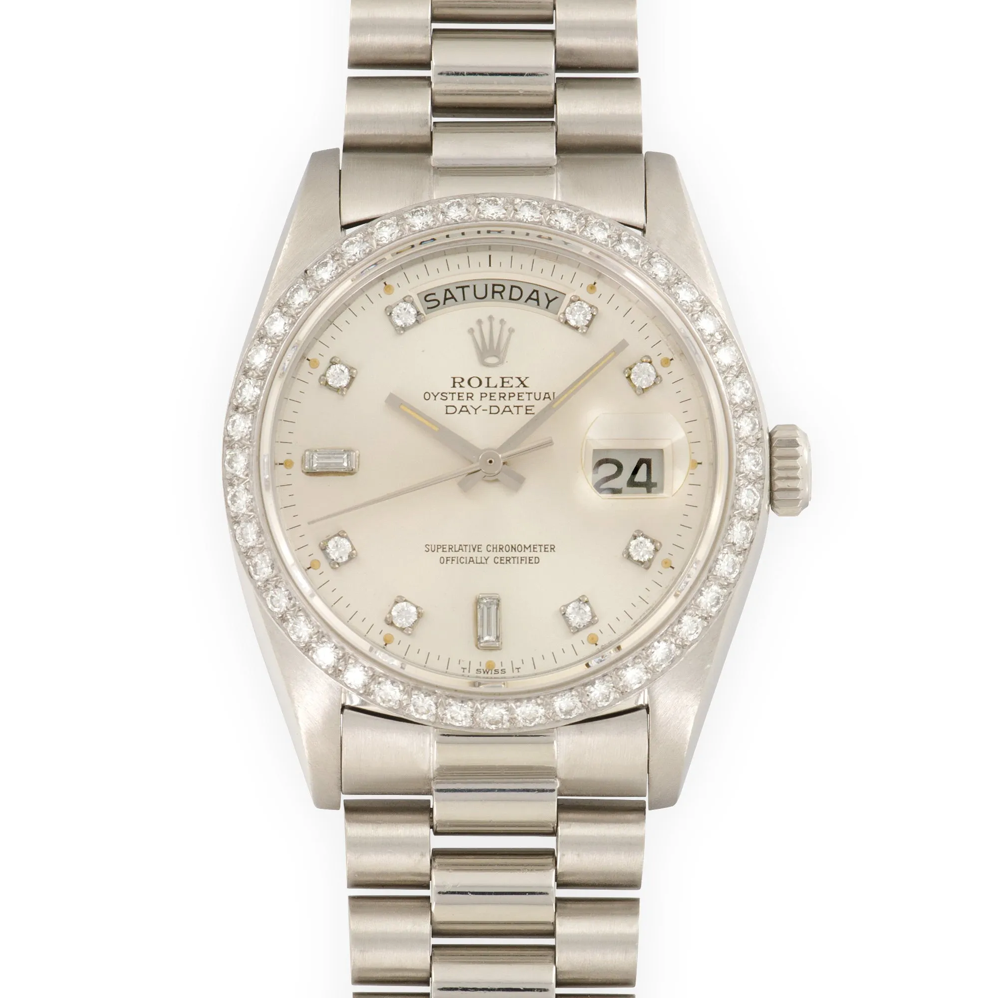 Rolex Platinum Day-Date Diamond Watch Ref. 18036