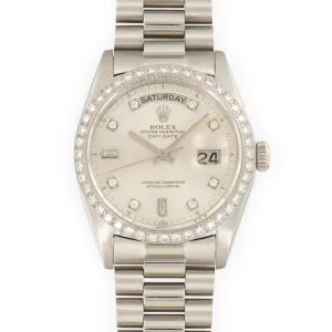 Rolex Platinum Day-Date Diamond Watch Ref. 18036