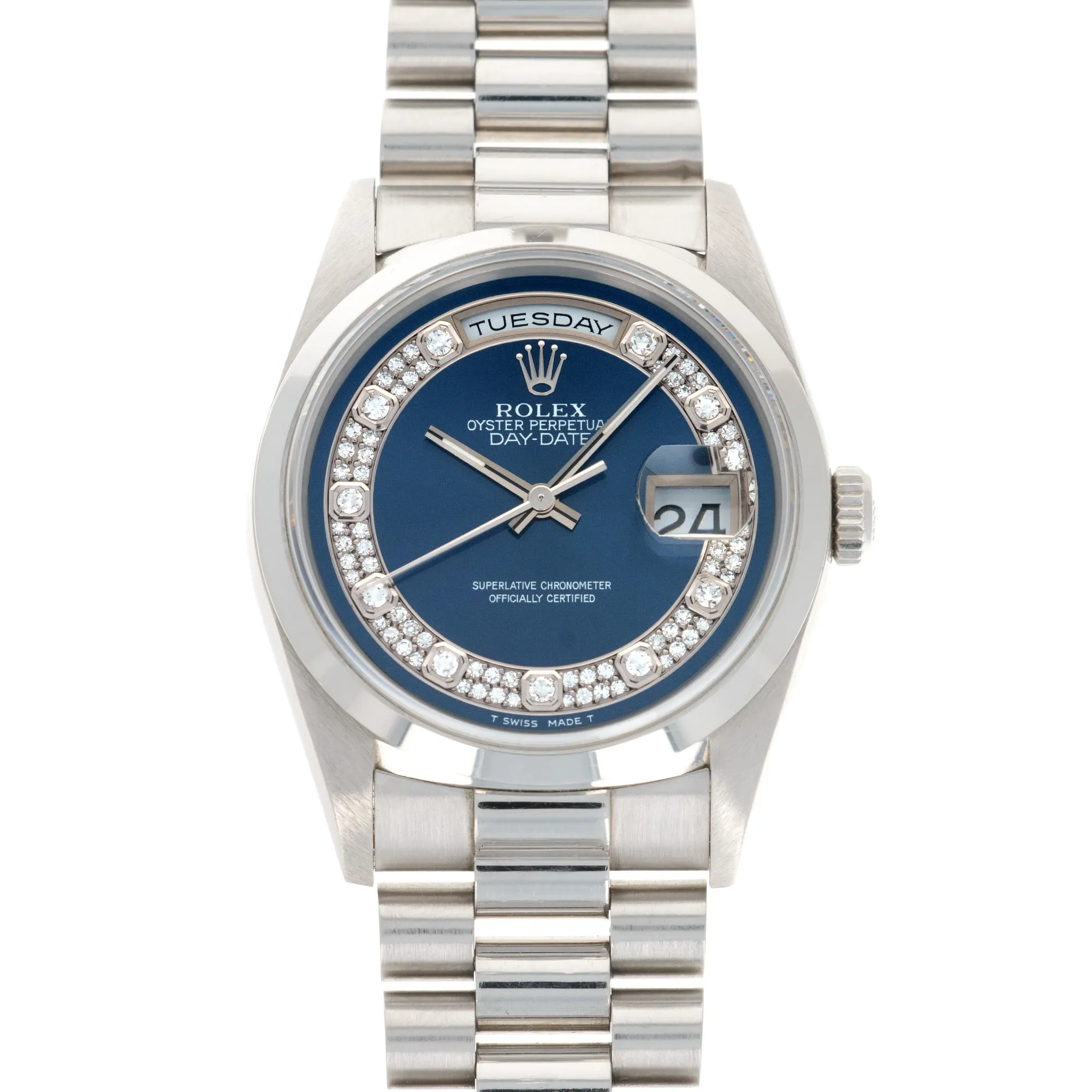 Rolex Platinum Day-Date Diamond Watch Ref. 18206