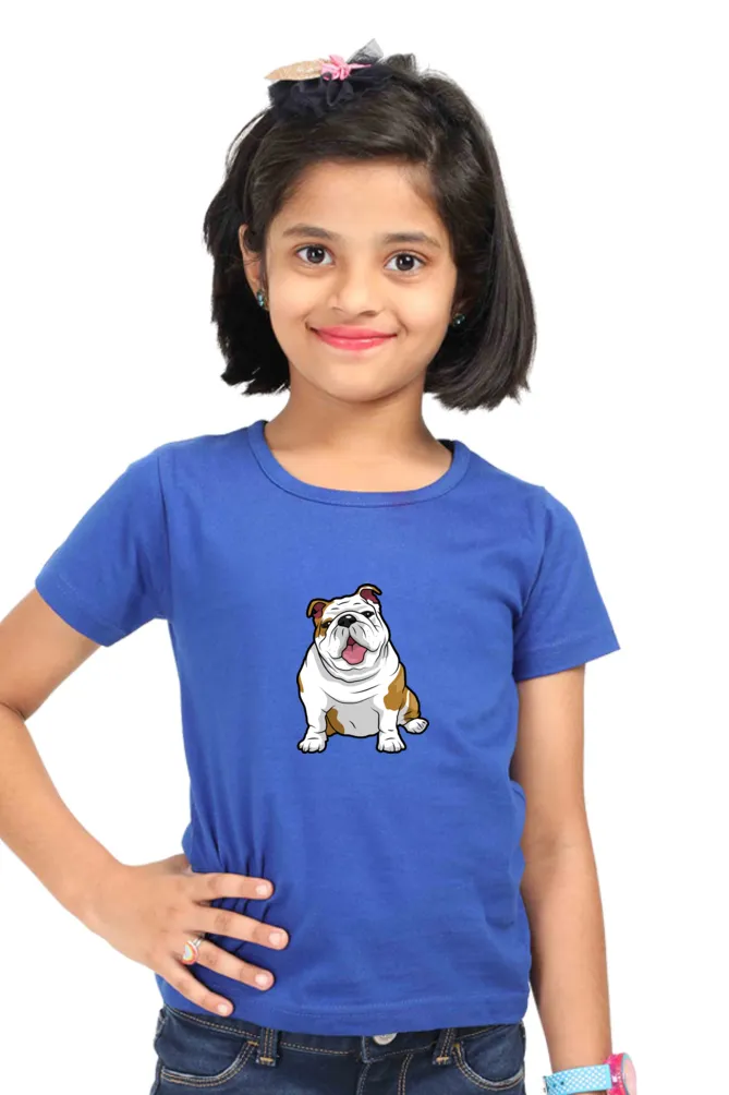 Round Neck T-Shirt (Girls) - Wringkly Sprinkly Bulldog (7 Colours)