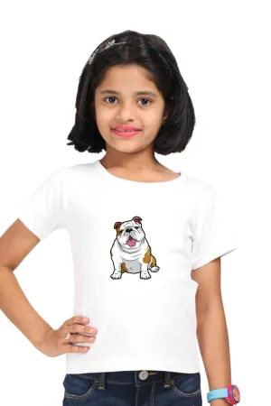 Round Neck T-Shirt (Girls) - Wringkly Sprinkly Bulldog (7 Colours)