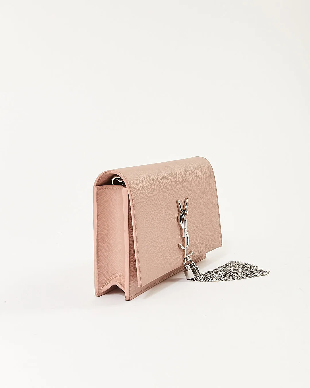 Saint Laurent Rose Poudre Grained Leather Monogram Kate Tassel Wallet On chain