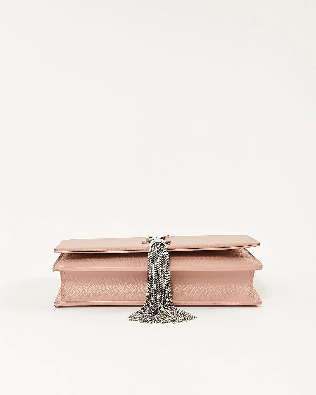 Saint Laurent Rose Poudre Grained Leather Monogram Kate Tassel Wallet On chain