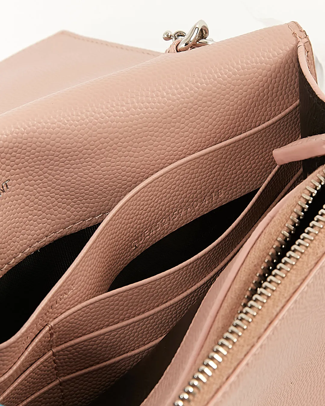 Saint Laurent Rose Poudre Grained Leather Monogram Kate Tassel Wallet On chain