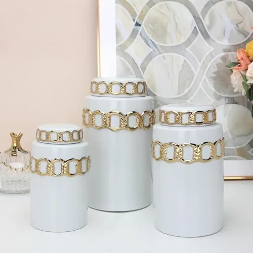 SAZ DEKOR Vase with Lid Centerpieces Decorative Flower Vase for Candy Sugar Shelf 13x22cm