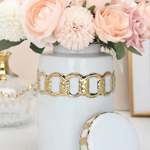 SAZ DEKOR Vase with Lid Centerpieces Decorative Flower Vase for Candy Sugar Shelf 13x22cm