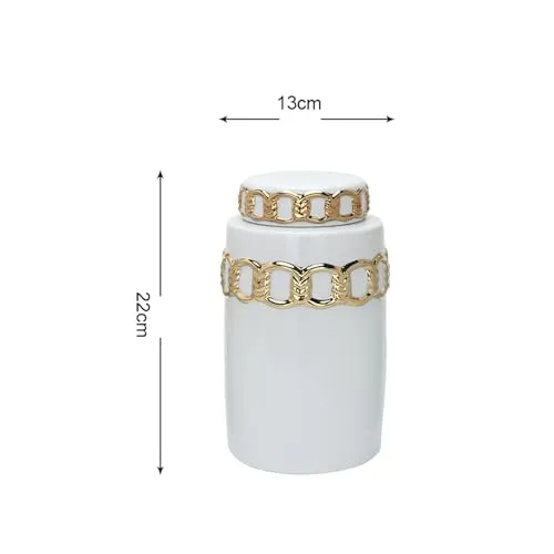 SAZ DEKOR Vase with Lid Centerpieces Decorative Flower Vase for Candy Sugar Shelf 13x22cm