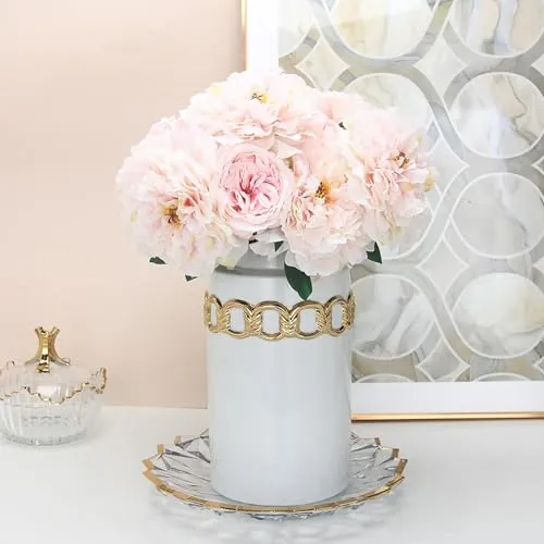 SAZ DEKOR Vase with Lid Centerpieces Decorative Flower Vase for Candy Sugar Shelf 13x22cm