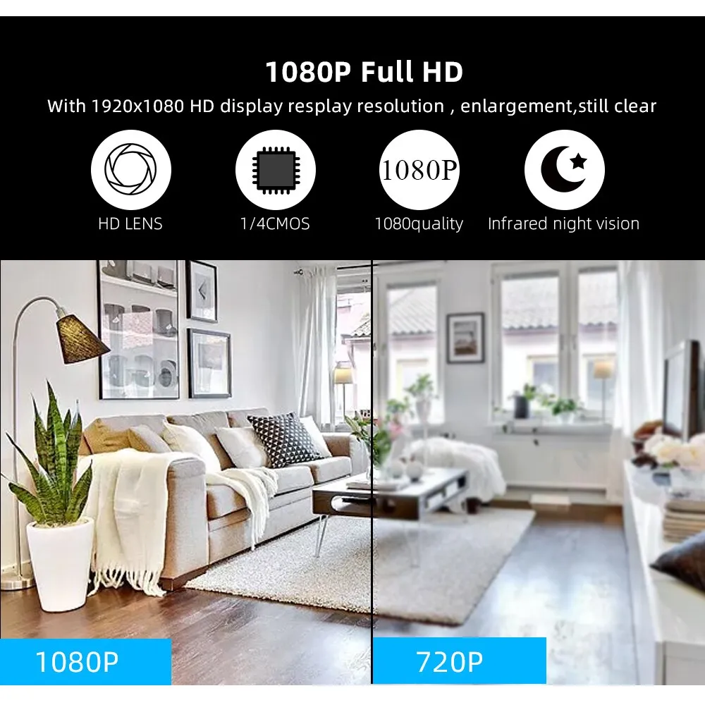 SDETER 1080P Sans Fil Mini WiFi Caméra Caméra de Sécurité À Domicile IP CCTV Surveillance IR Vision Nocturne Motion Détecter Bébé Moniteur P2P