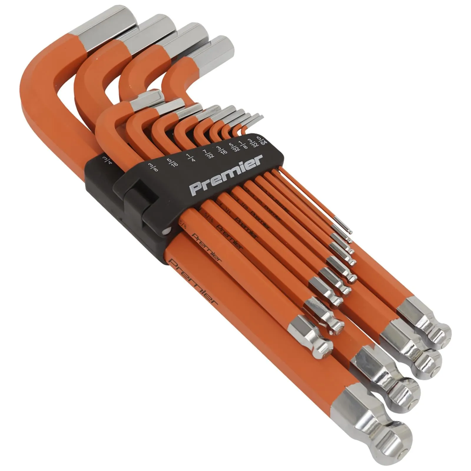 Sealey Premier Jumbo Ball End Hex Key Set 13 Piece Anti Slip Imperial 5/64" - 3/4