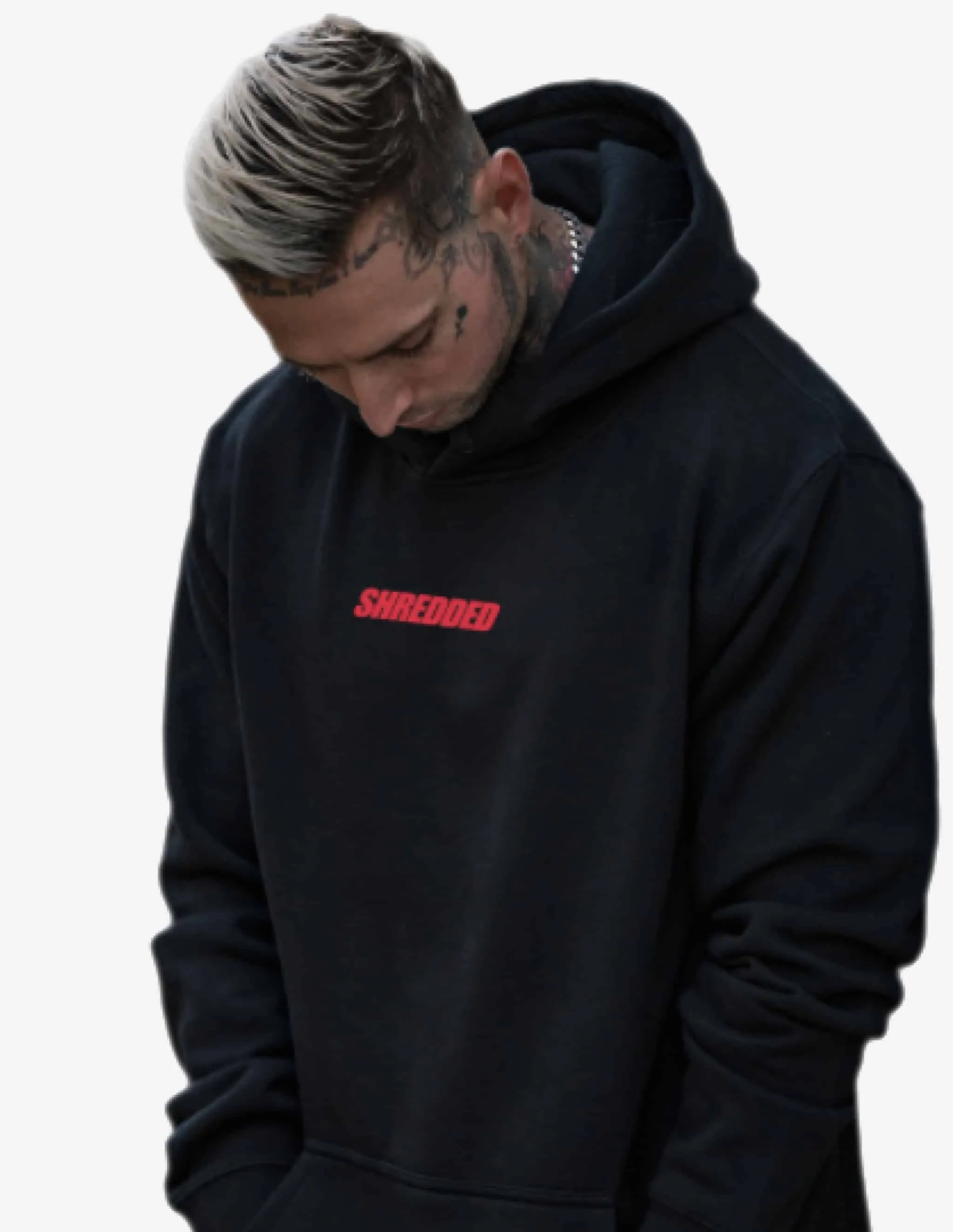Shredded Hoodie - Black / Red