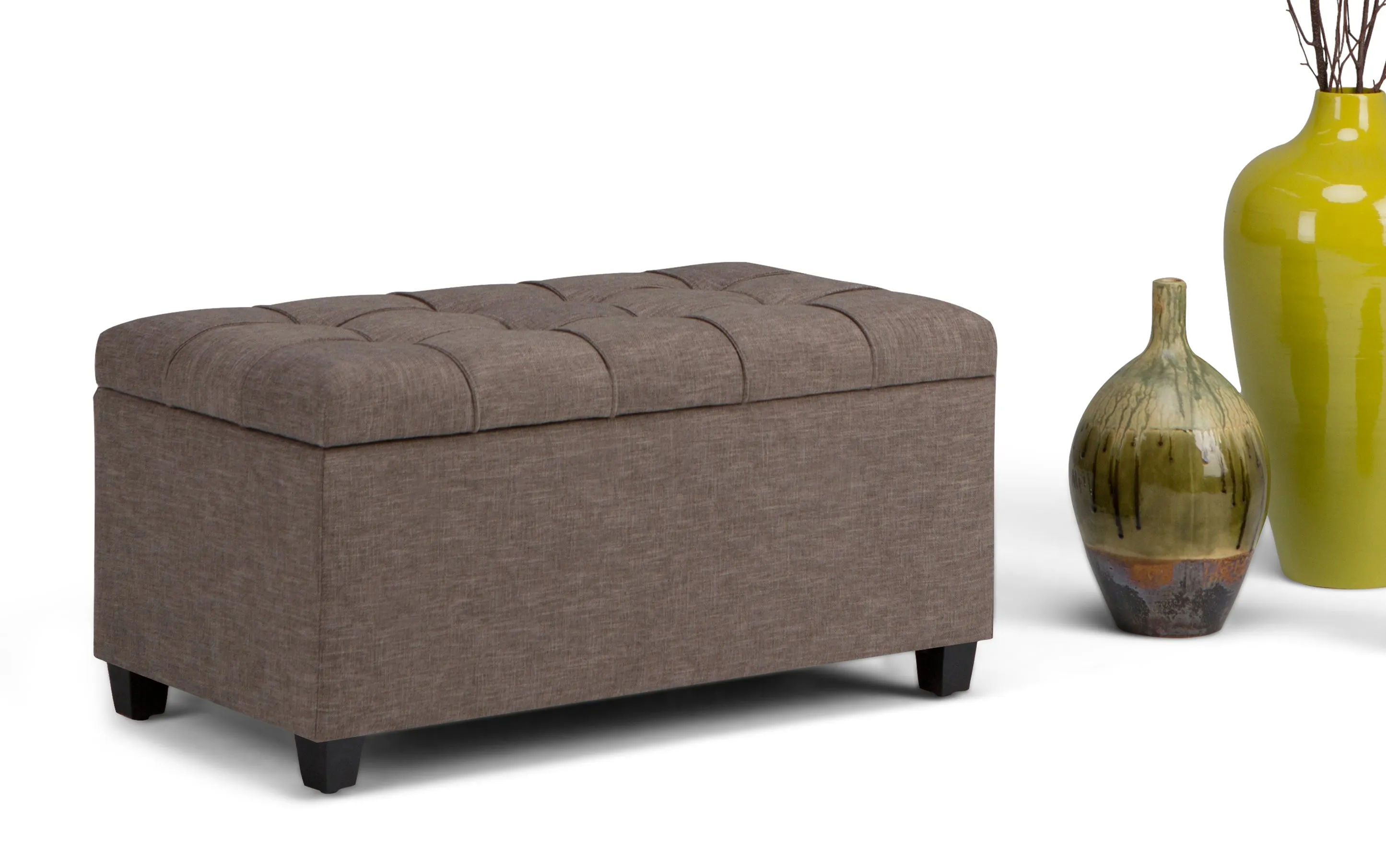 Sienna Storage Ottoman in Linen