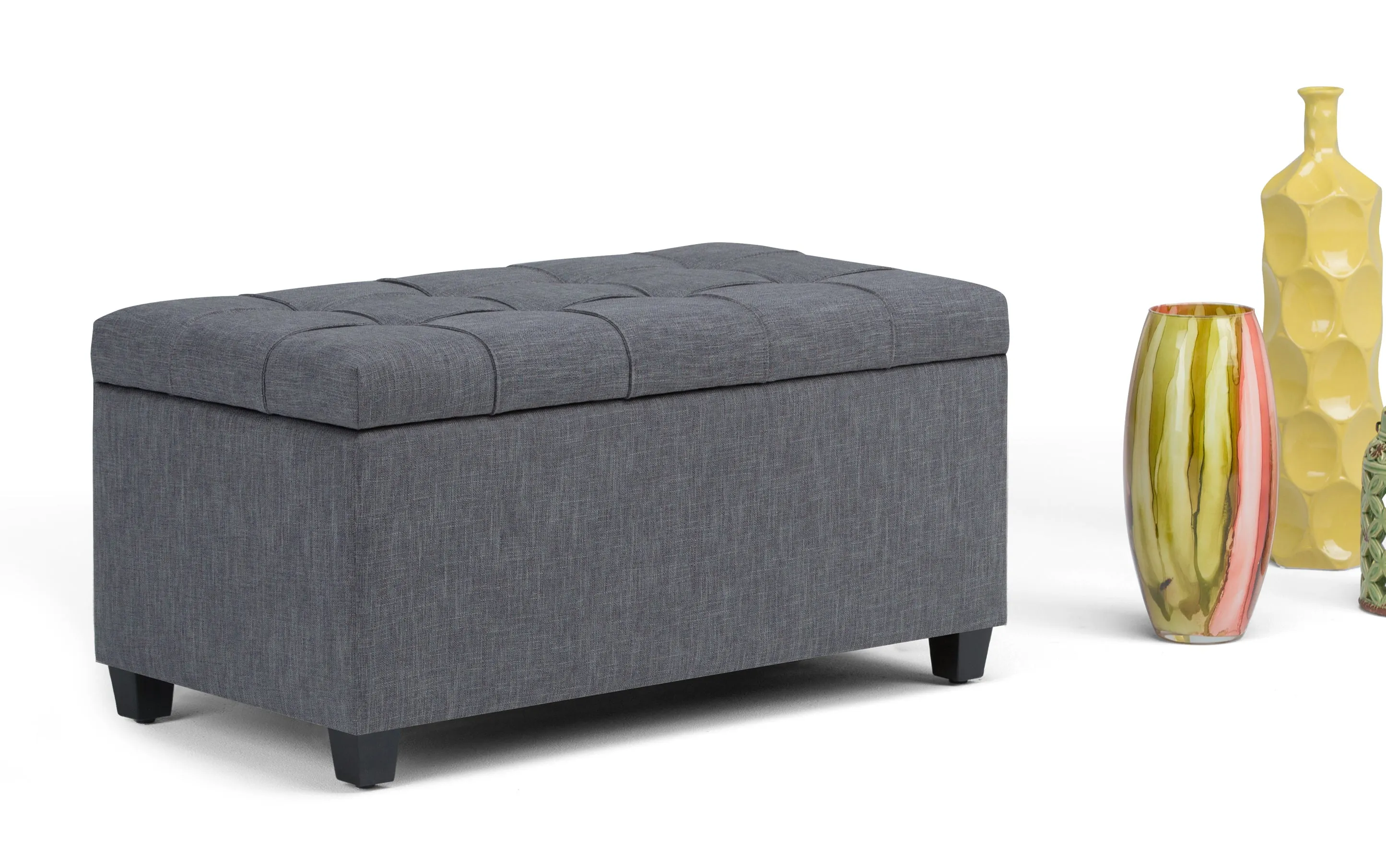 Sienna Storage Ottoman in Linen