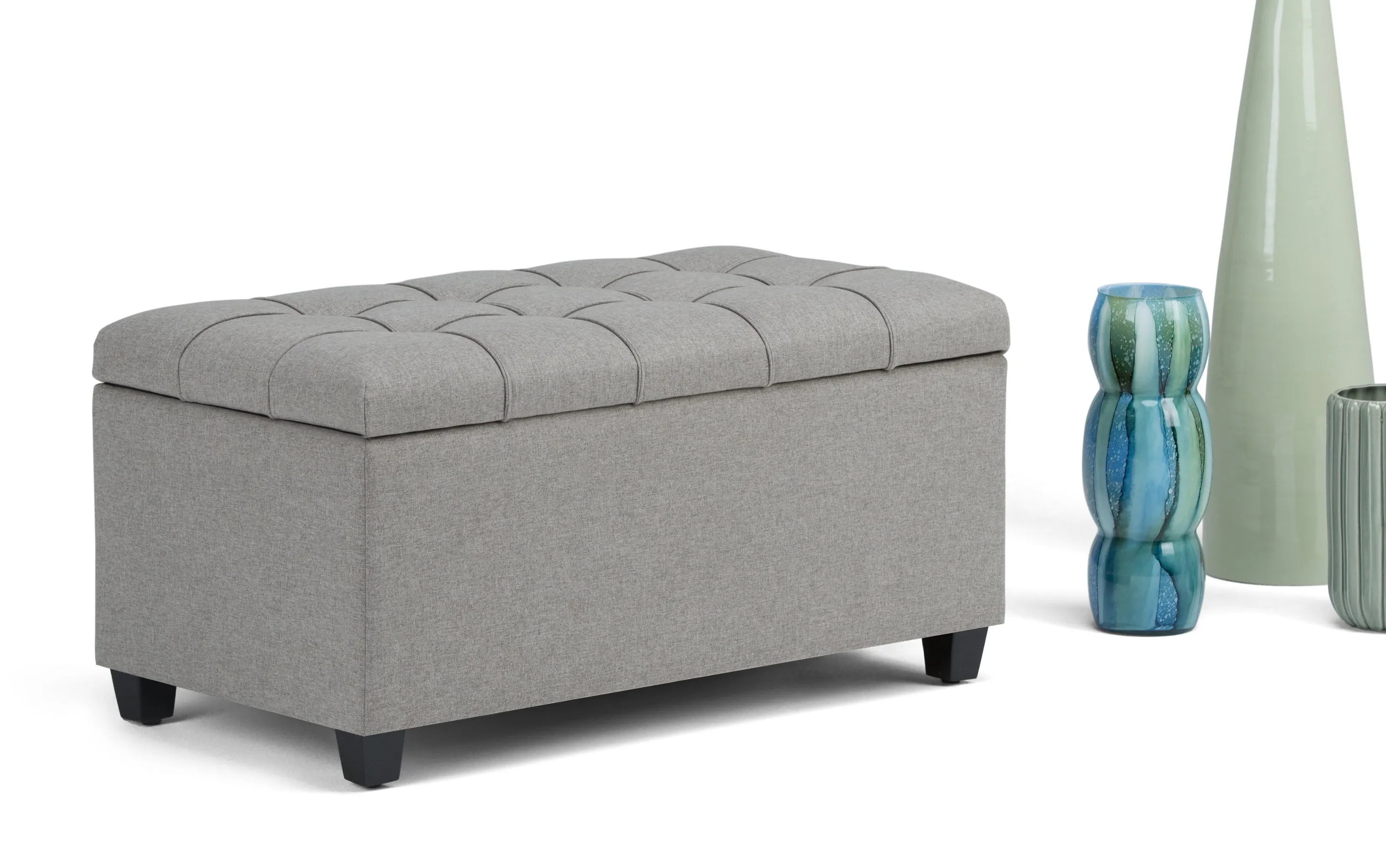 Sienna Storage Ottoman in Linen