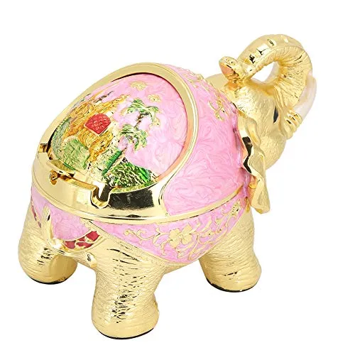 SIK® Alloy Ashtray, Multifunction Desktop tage Ashtray with Cover for Home(Golden Pink)