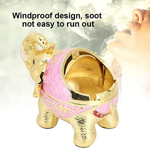 SIK® Alloy Ashtray, Multifunction Desktop tage Ashtray with Cover for Home(Golden Pink)