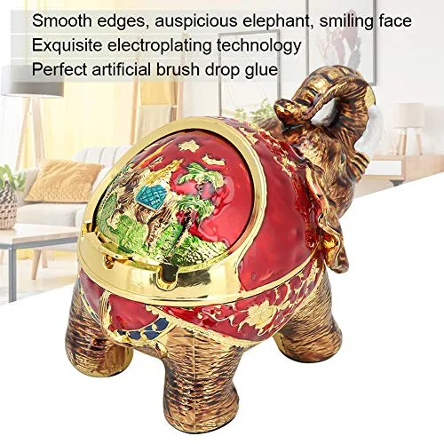 SIK® Elephant Ashtray, Electroplating Spherical Innovative Desktop Ashtray Exquisite for Home(Golden Red Full Color)