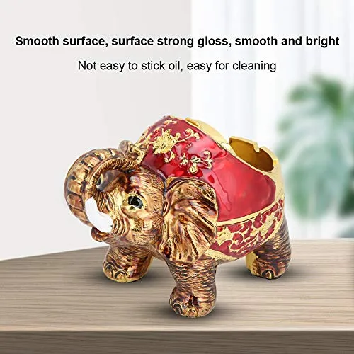 SIK® Elephant Ashtray, Electroplating Spherical Innovative Desktop Ashtray Exquisite for Home(Golden Red Full Color)