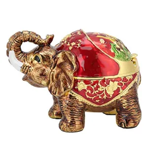 SIK® Elephant Ashtray, Electroplating Spherical Innovative Desktop Ashtray Exquisite for Home(Golden Red Full Color)