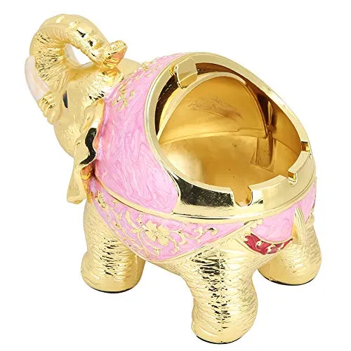 SIK® tage Ashtray, Electroplating Desktop Multifunction Alloy Ashtray for Office for Home(Golden Pink)