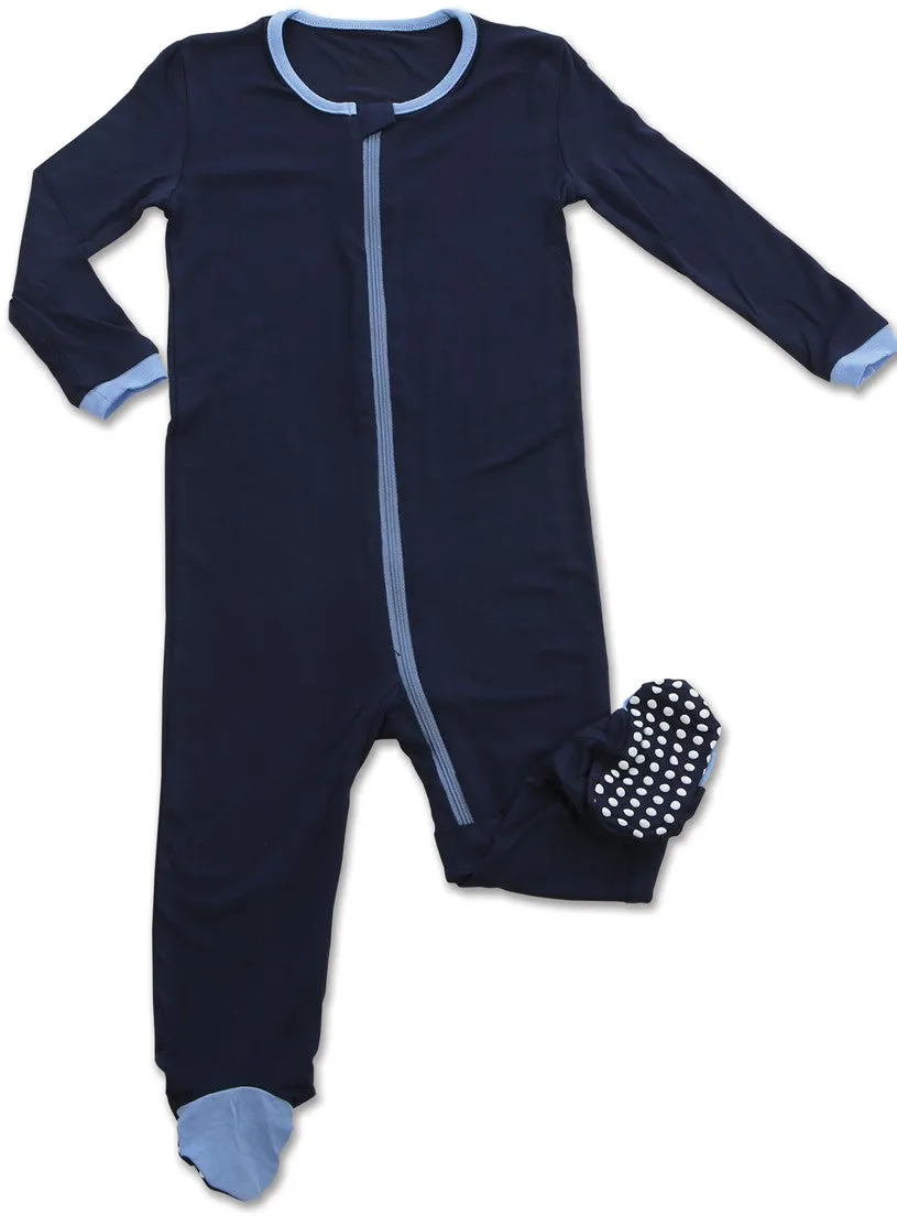 Silkberry Baby Bamboo Indigo Footie w/Zipper