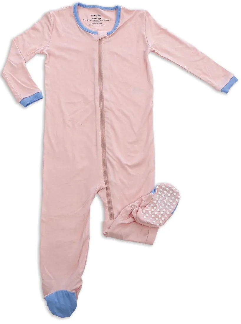 Silkberry Baby Bamboo Pink Cloud Footie w/Zipper