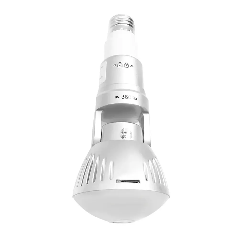 Smart LED Light Bulb Wireless Security Camera, 1080P Full HD, 360° Panoramic View, Fisheye Lens & Night Vision, Motion Detector, 2-Way Audio