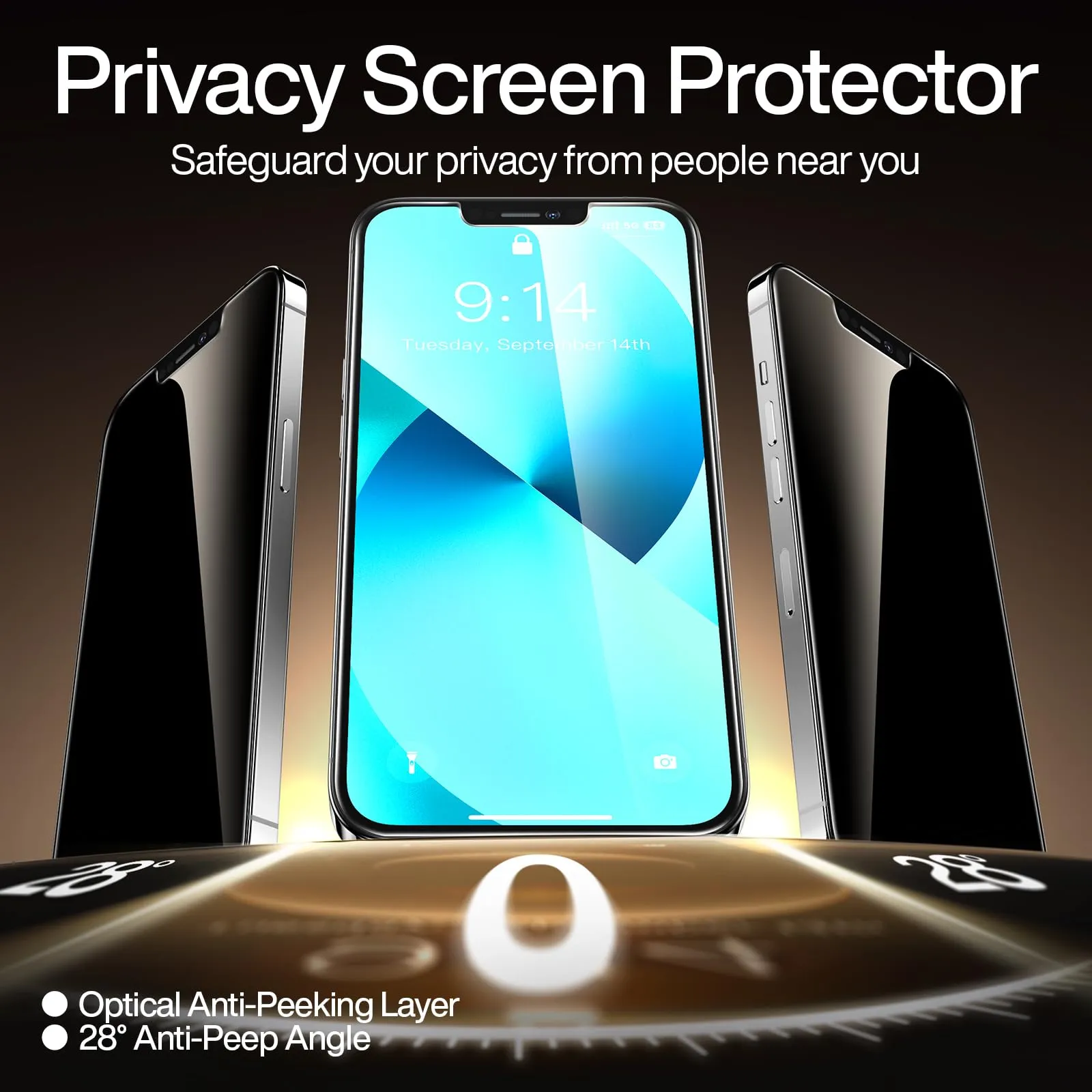 SmartDevil 2Pack for iPhone 13 Privacy Screen Protector with 2Pack Camera Lens Protector, 9H Protection Anti-Spy Privacy Glass Tempered Film with Auto Dust-Elimination Install, Bubble Free
