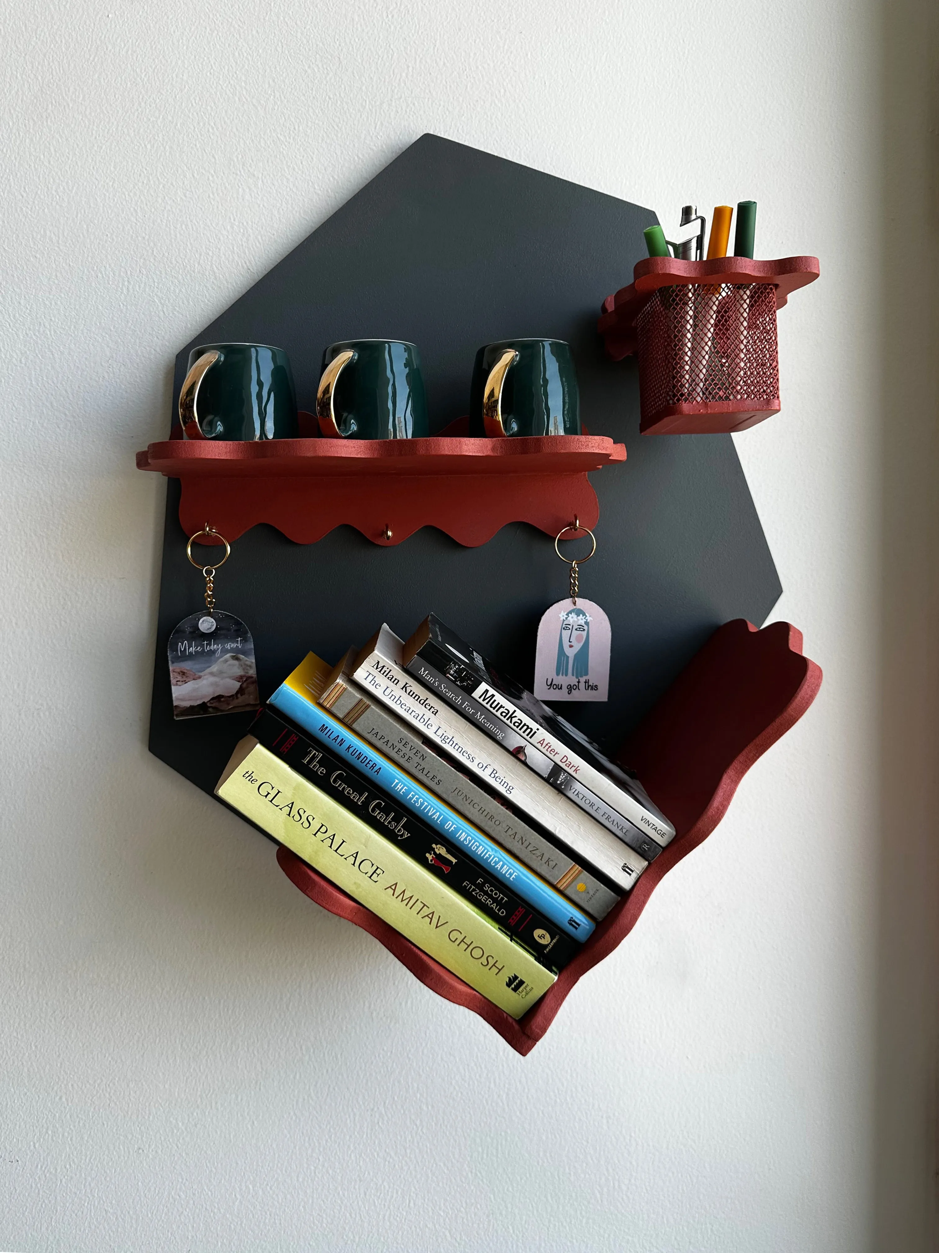 Smoky Gray Unbalanced Hex Wall Shelf