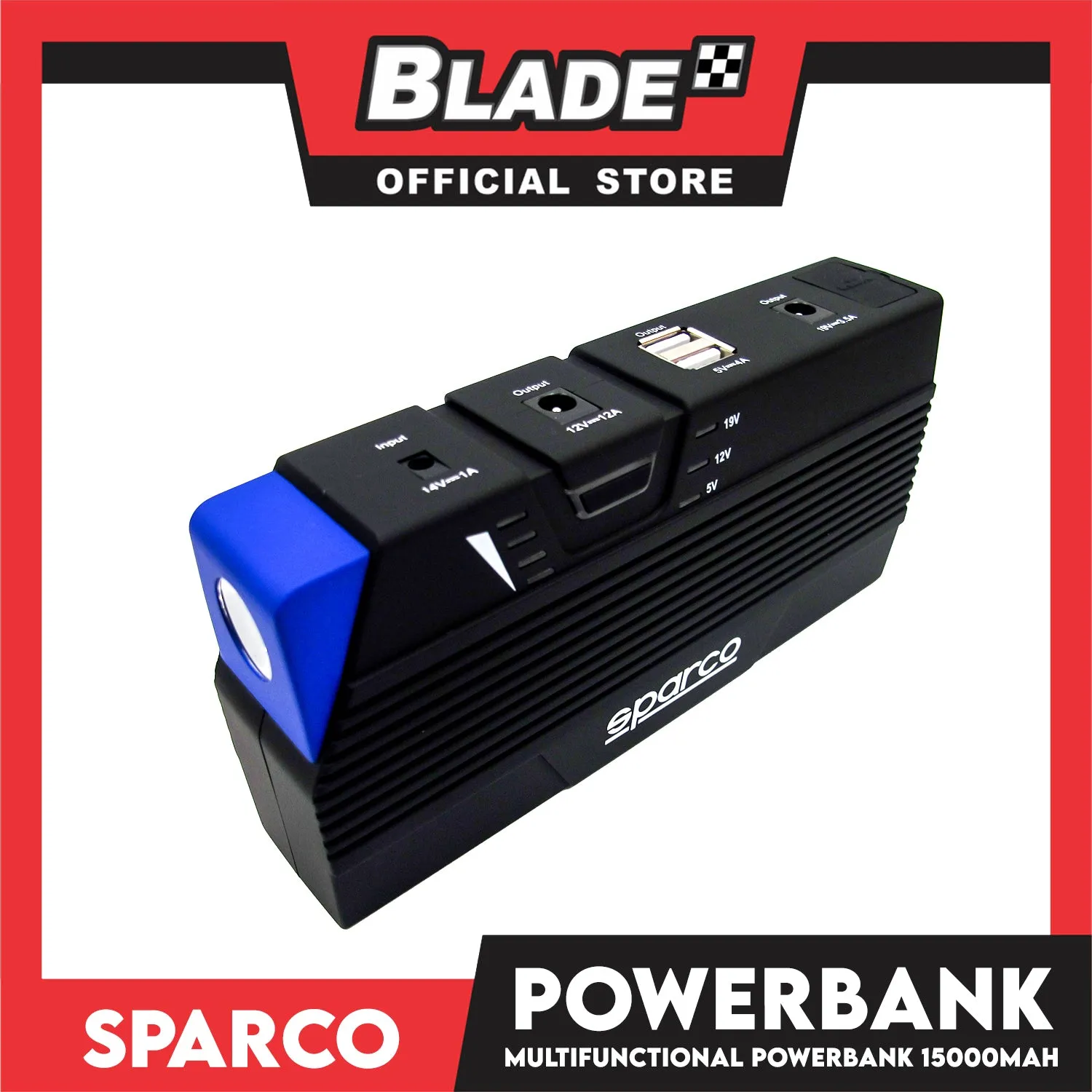 Sparco Multifunctional Power Bank 15000mAh 12v Gasoline & Diesel (Black)