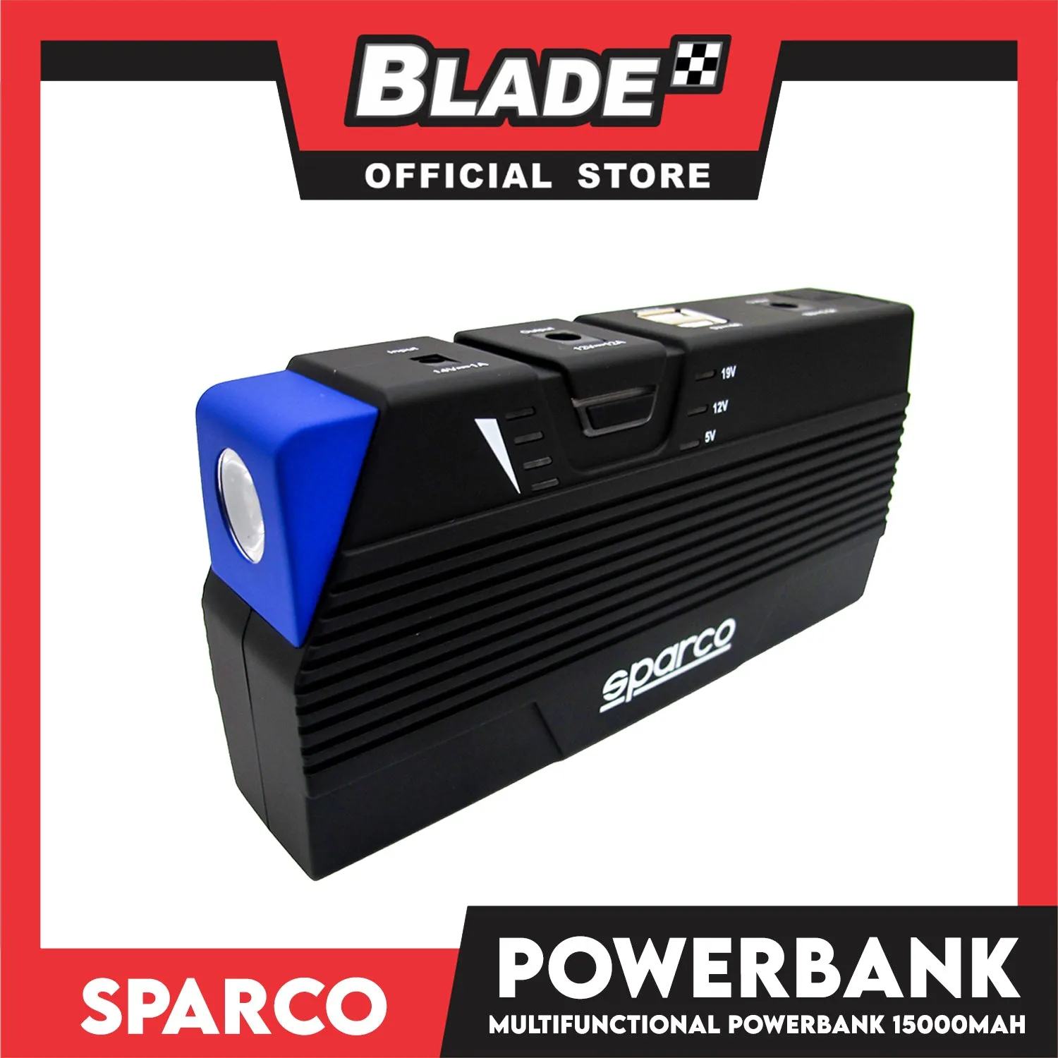 Sparco Multifunctional Power Bank 15000mAh 12v Gasoline & Diesel (Black)
