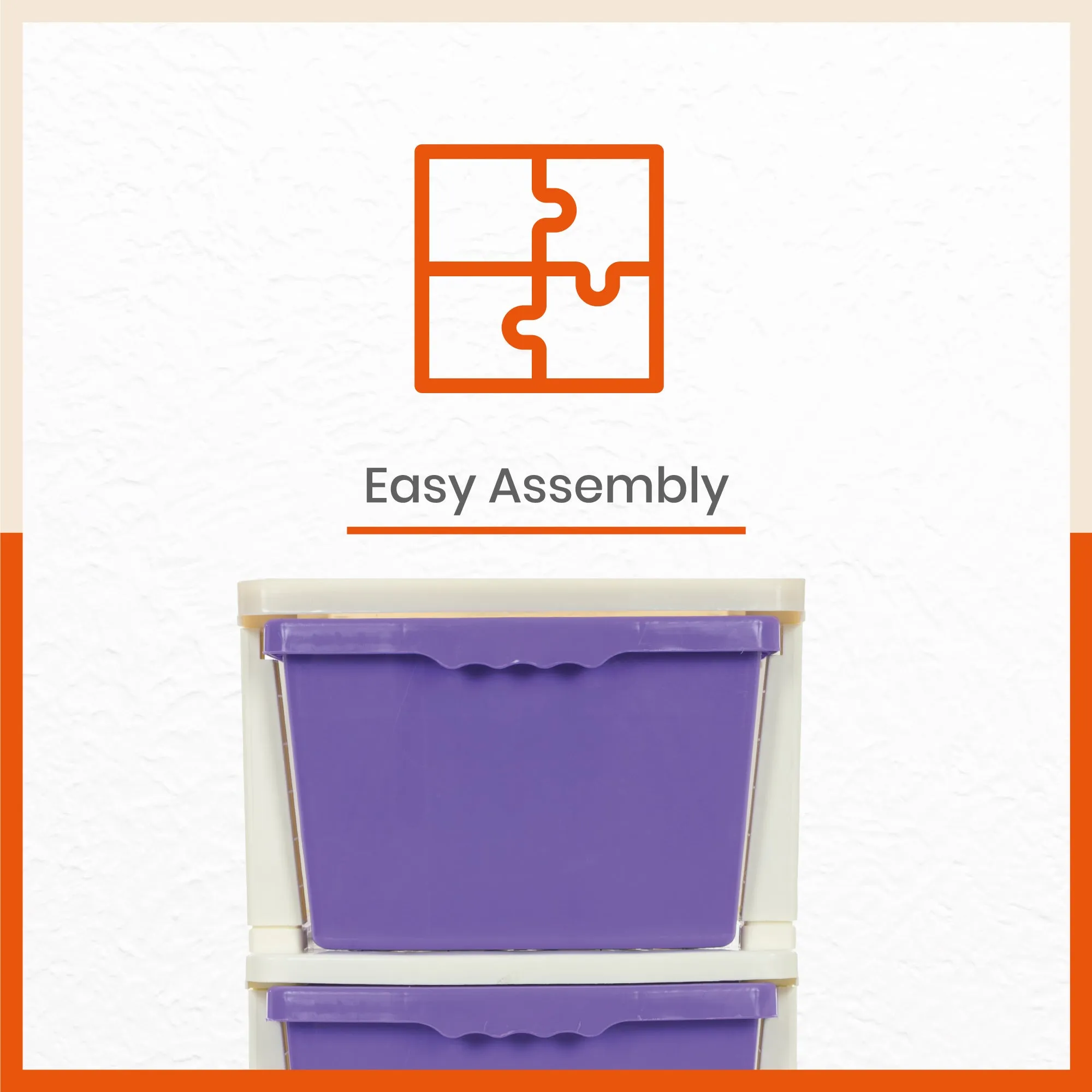 Stomo 3 Drawer Multi-Purpose Storage Organizer for Home and Office (Purple)