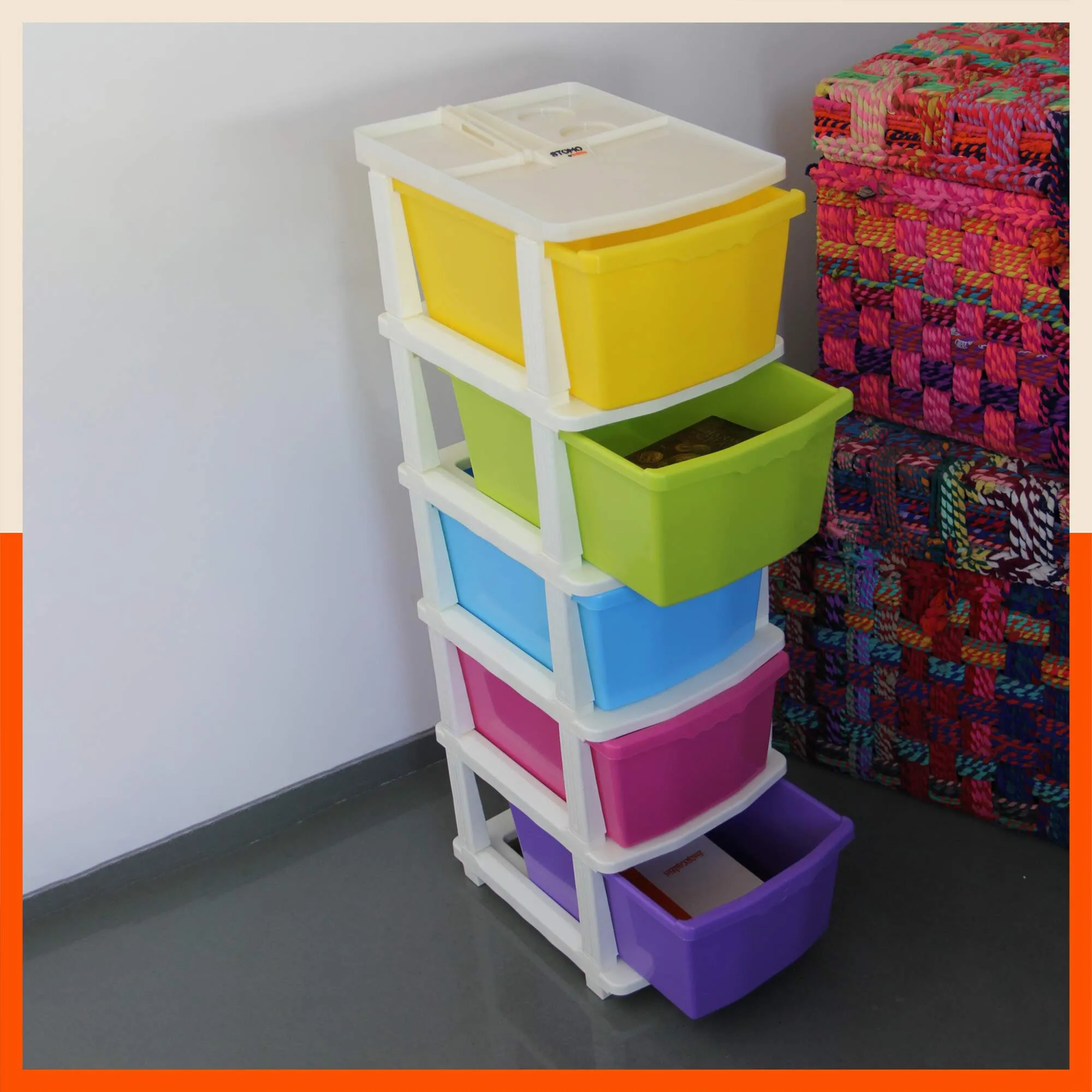Stomo 3 Drawer Multi-Purpose Storage Organizer for Home and Office (Purple)