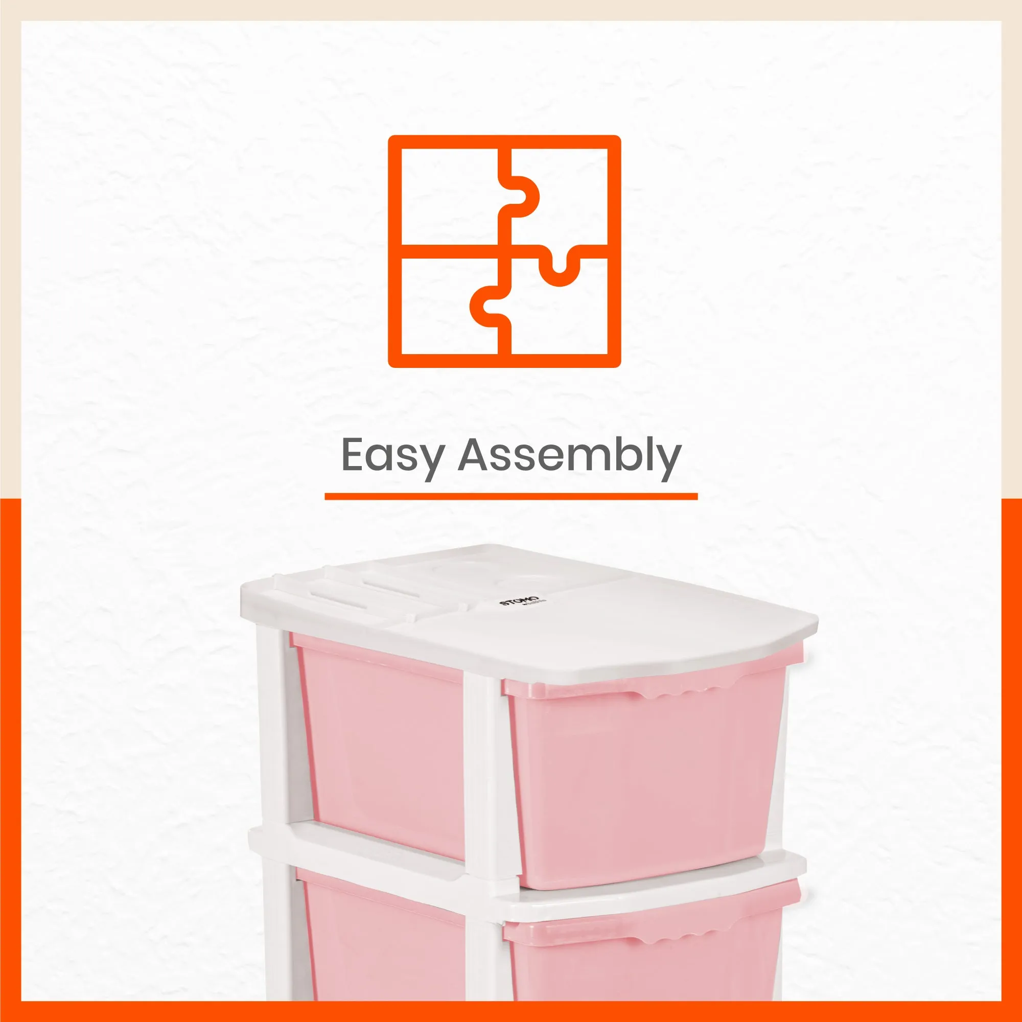 Stomo 4 Drawer Multi-Purpose Storage Organizer for Home and Office (Peach)