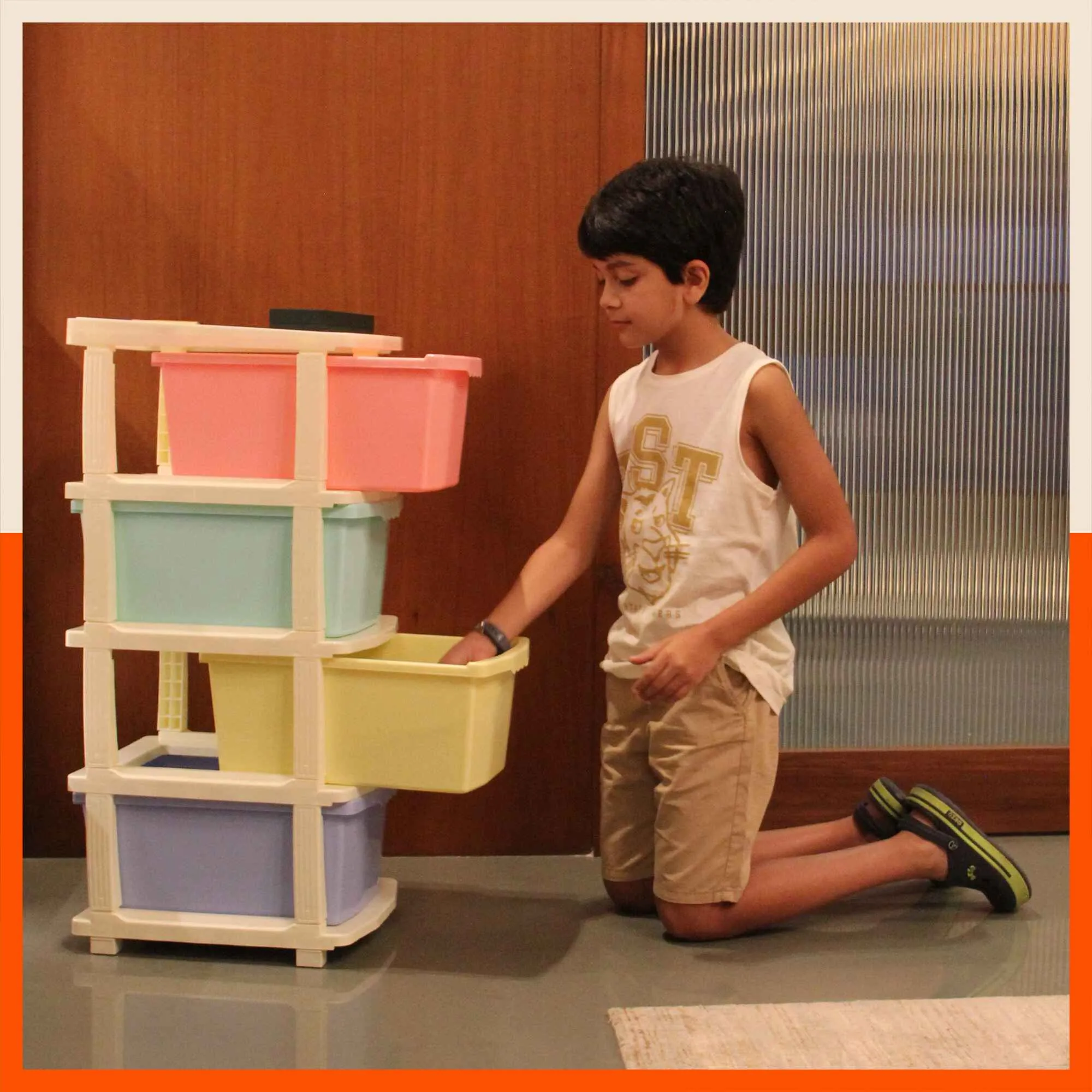 Stomo 4 Drawer Multi-Purpose Storage Organizer for Home and Office (Peach)