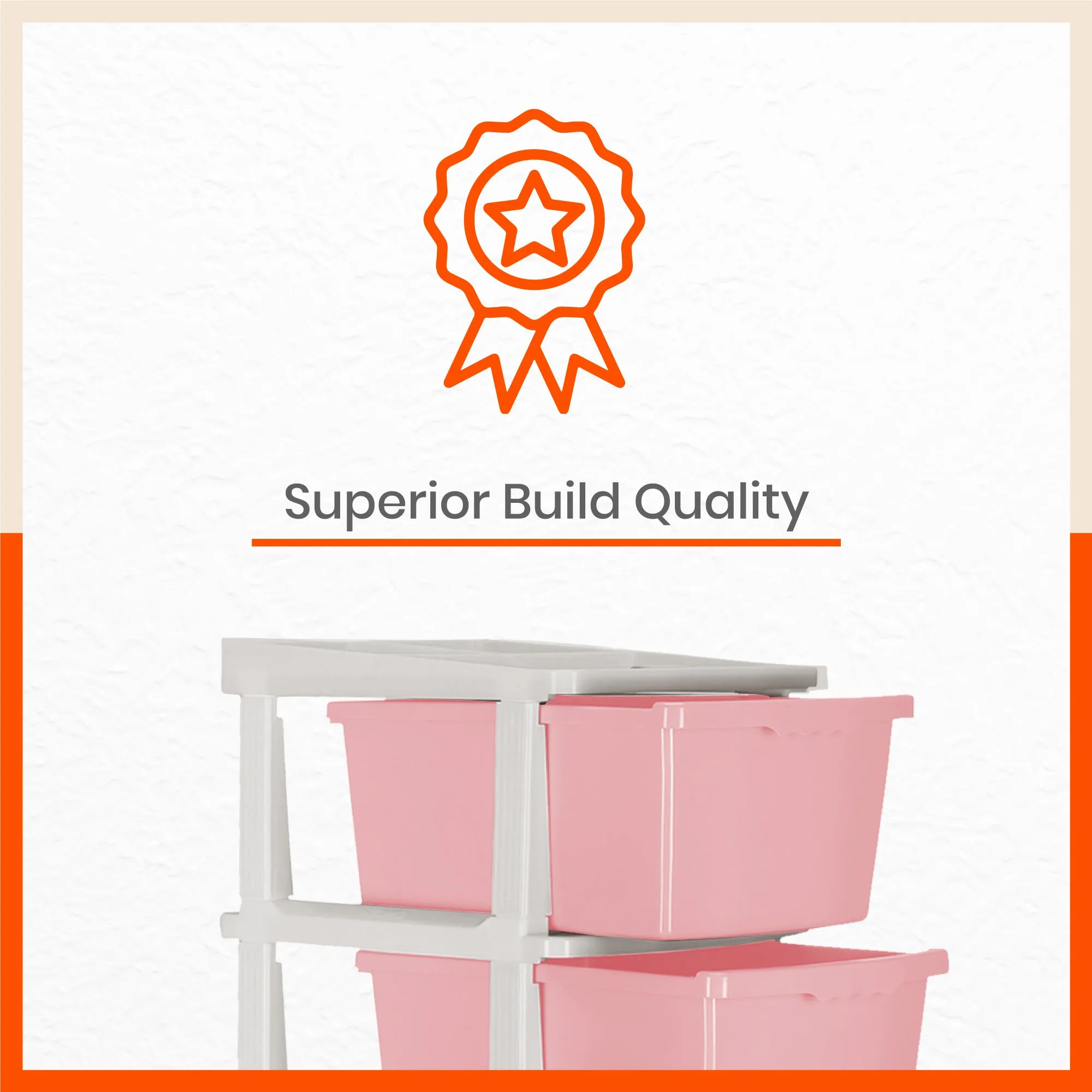 Stomo 4 Drawer Multi-Purpose Storage Organizer for Home and Office (Peach)