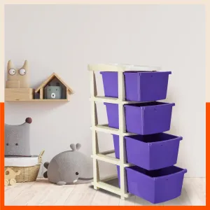 Stomo 4 Drawer Multi-Purpose Storage Organizer for Home and Office (Purple)