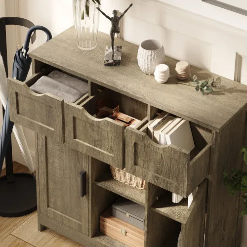 Storage Cabinets,Wooden Floor Cabinet,with Drawers And Shelves Storage