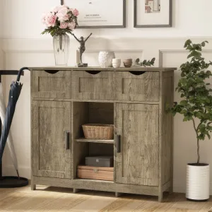 Storage Cabinets,Wooden Floor Cabinet,with Drawers And Shelves Storage