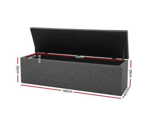 Storage Ottoman Blanket Box Linen Foot Stool Rest Chest Couch Grey